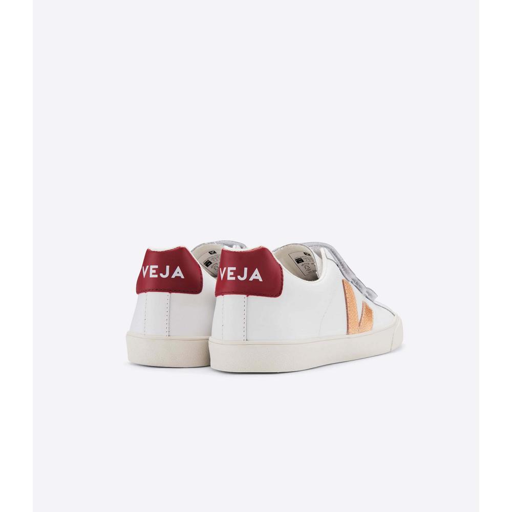 Veja 3-LOCK LEATHER Women's Sneakers White/Red | CA 607RVD